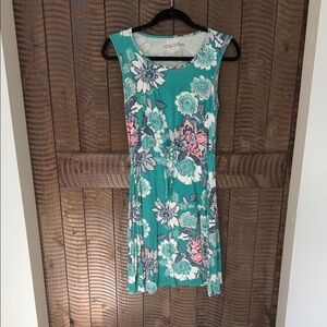 LATCHED MAMA teal Floral Sleeveless Dress